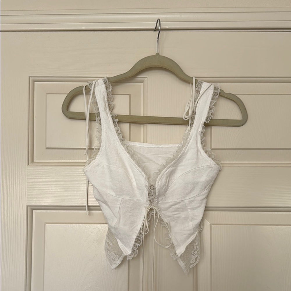 White Lace Trim Top